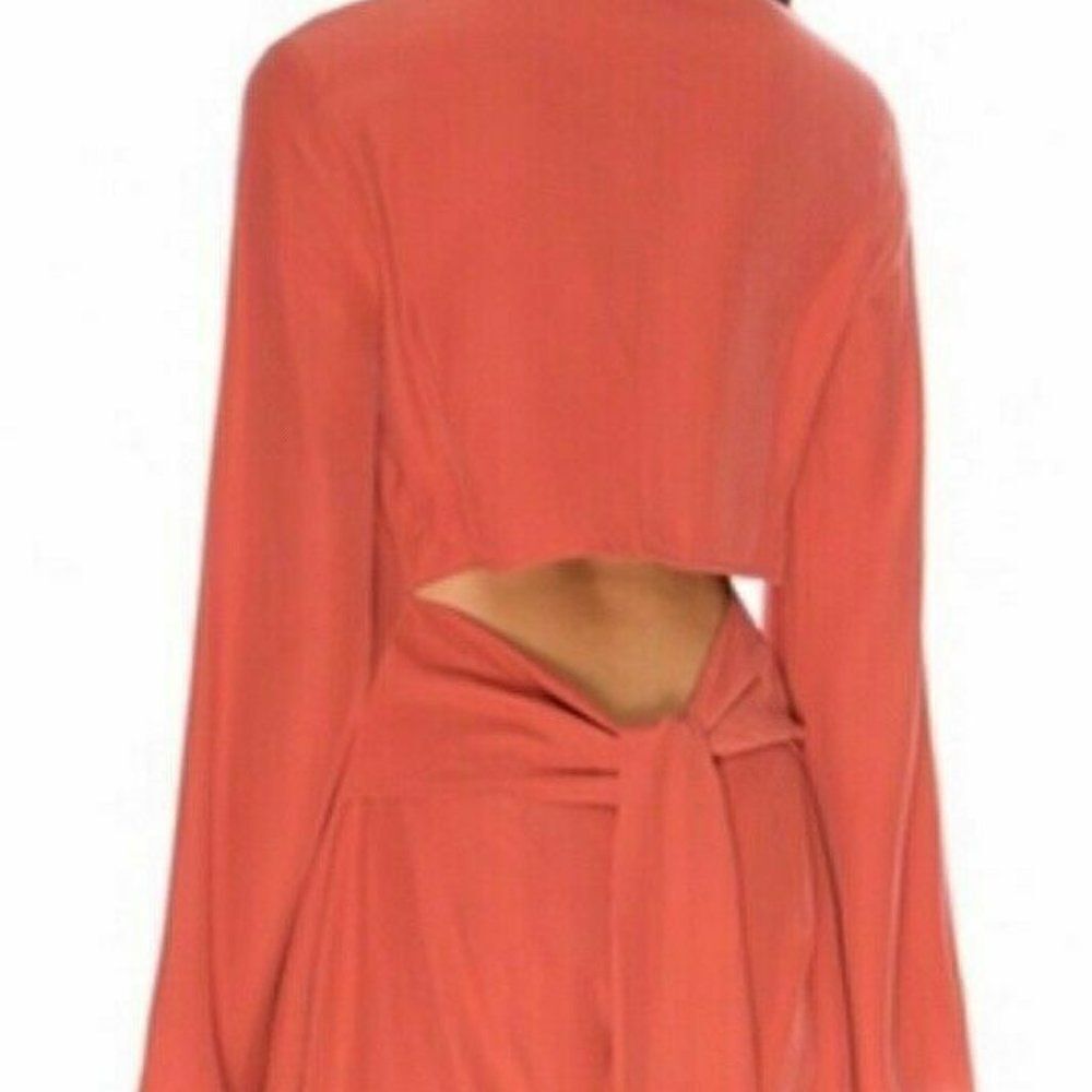 C/MEO Dress Orange Silk Open Back Size Small